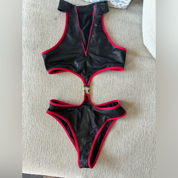 Rave after rave black and red body suit set size M - Picture 1 of 5